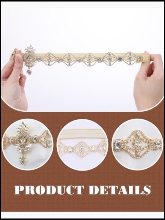 Vintage Gold Crystal Headband Art Deco Rhinestone Hair Jewelry main image 4